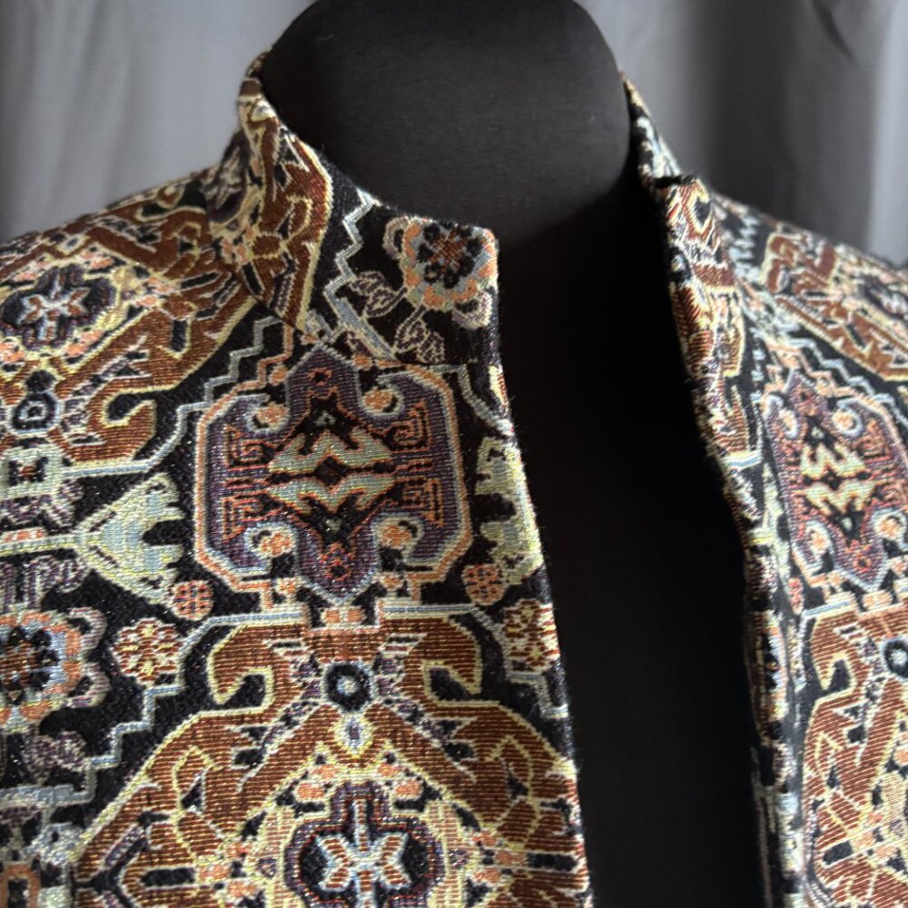 Kasper Sz 8 Multicolor Geometric Patterned Jacquard Print Lined Jacket - Picture 2 of 8